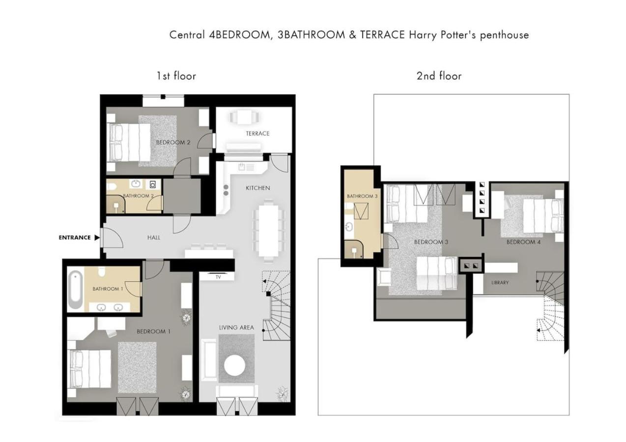 4Br 3Bath Balcony Central Harry Potter Penthouse Apartment Prague Exterior photo